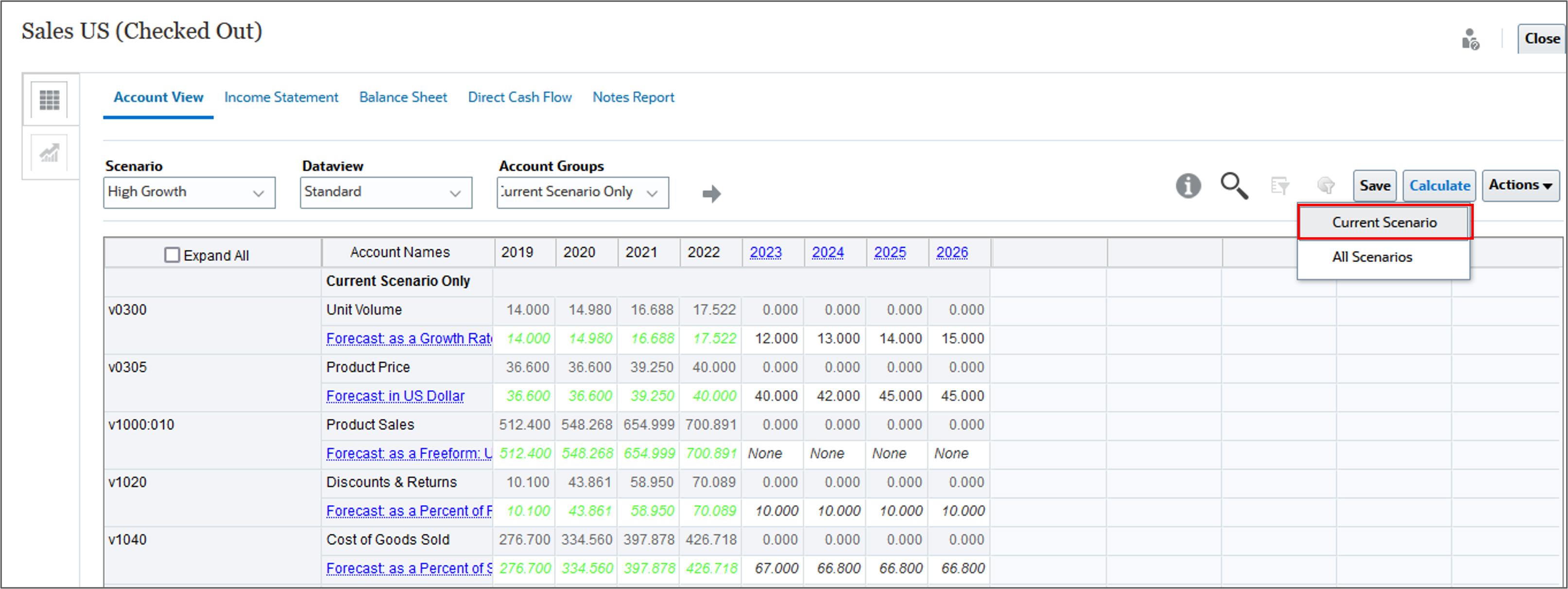 Calcualte Current scenario